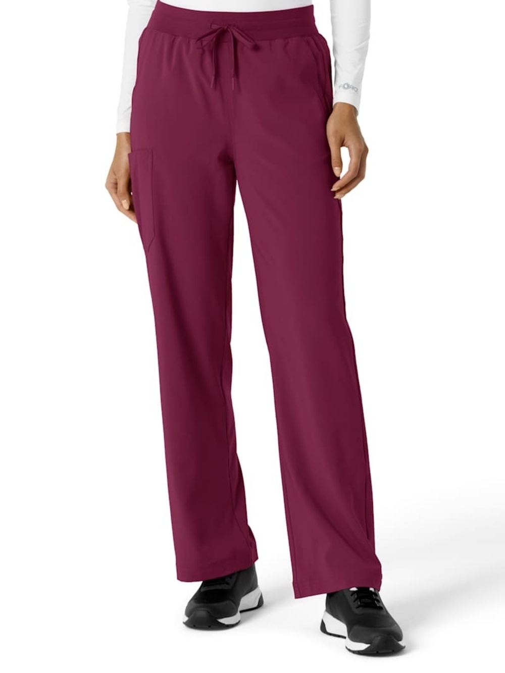Women's Drawstring Wide-Leg Scrub Pants - Burgundy